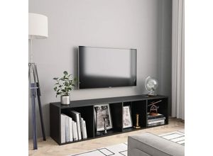 8719883674230 - Bonnevie - Bücherregal TV-SchrankTV-Möbel Schwarz 143×30×36 cm vidaXL