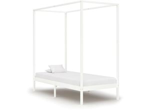 8719883677460 - Vidaxl - Himmelbett-Gestell Weiß Massivholz Kiefer 100 x 200 cm Weiß