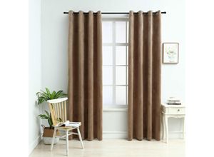 8719883720791 - Bonnevie - 2er-Set VerdunkelungsvorhängeVerdunkelung Gardinen mit Ösen Samt Beige 140x175 cm vidaXL