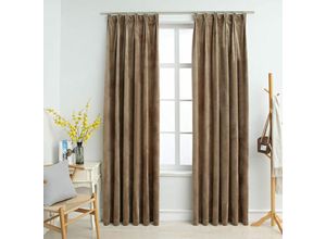 8719883720852 - Bonnevie - 2er-Set VerdunkelungsvorhängeVerdunkelung Gardinen mit Haken Samt Beige 140x245 cm vidaXL