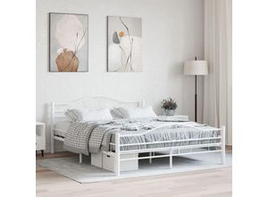 8719883729794 - Bonnevie - BettgestellSchlafzimmerbett Weiß Metall 160×200 cm vidaXL