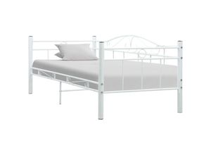 8719883733951 - Bonnevie - Tagesbett-RahmenGästebett Weiß Metall 90×200 cm vidaXL