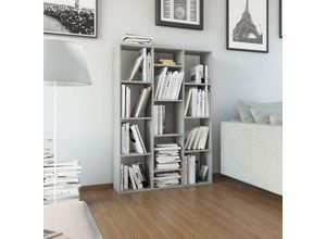 8719883738420 - Bonnevie - Raumteiler BücherregalStandregal Betongrau 100x24x140 cm Holzwerkstoff vidaXL