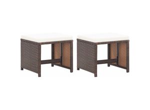 8719883755038 - Bonnevie - Gartenhocker 2 Stk mit Sitzkissen Poly Rattan Braun vidaXL299242