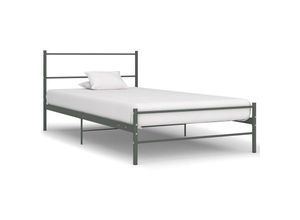 8719883756240 - Bonnevie - BettgestellSchlafzimmerbett Grau Metall 100 × 200 cm vidaXL