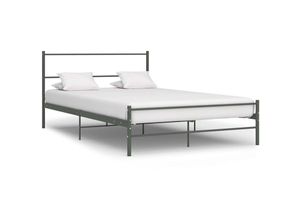 8719883756400 - Bonnevie - BettgestellSchlafzimmerbett Grau Metall 160×200 cm vidaXL