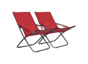 8719883759937 - Bonnevie - Klappbare Strandstühle 2 Stk Stoff Rot vidaXL361535