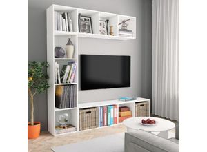 8719883768595 - 3-tlg Bücher- TV-Schrank Set Weiß 180×30×180 cm Vidaxl Weiß