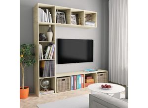 8719883768625 - Vidaxl - 3-tlg Bücher- TV-Schrank Set Sonoma-Eiche 1180x30x180 cm Braun