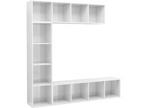 8719883768656 - Vidaxl - 3-tlg Bücher- TV-Schrank Set Hochglanz-Weiß 180x30x180 cm Weiß