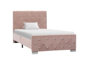 8719883779041 - Bonnevie - BettgestellSchlafzimmerbett Rosa Samt 90x200 cm vidaXL