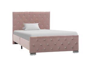 8719883779058 - Bonnevie - BettgestellSchlafzimmerbett Rosa Samt 100x200 cm vidaXL