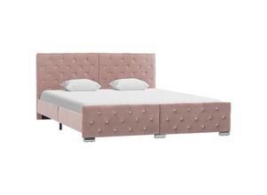 8719883779089 - Bonnevie - BettgestellSchlafzimmerbett Rosa Samt 160x200 cm vidaXL