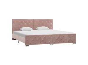 8719883779096 - Bonnevie - BettgestellSchlafzimmerbett Rosa Samt 180x200 cm vidaXL