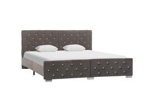 8719883779140 - Bonnevie - BettgestellSchlafzimmerbett Grau Samt 160x200 cm vidaXL