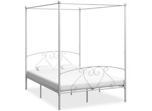 8719883783451 - Bonnevie - Himmelbett-Gestell Weiß Metall 140 x 200 cm vidaXL436658