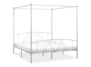 8719883783482 - Himmelbett-Gestell Weiß Metall 200 x 200 cm vidaXL657700