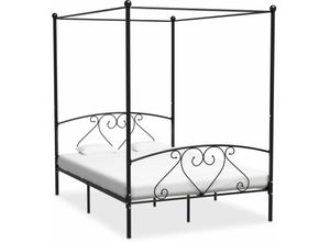 8719883783529 - Bonnevie - Himmelbett-Gestell Schwarz Metall 140 x 200 cm vidaXL646921