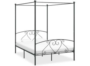 8719883783598 - Bonnevie - Himmelbett-Gestell Grau Metall 140 x 200 cm vidaXL670271