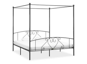 8719883783628 - Bonnevie - Himmelbett-Gestell Grau Metall 200 x 200 cm vidaXL435306