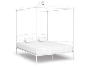 8719883791661 - Bonnevie - Himmelbett-Gestell Weiß Metall 160 x 200 cm vidaXL585822