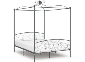 8719883791784 - Bonnevie - Himmelbett-Gestell Grau Metall 160 x 200 cm vidaXL845599