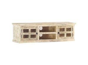 8719883792477 - Bonnevie - TV-Schrank Weiß 130×30×36 cm Massivholz Mango vidaXL37941