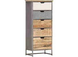 8719883810607 - Beistellschrank mit Schubladen 45x30x105 cm Mango Massivholz vidaXL - Grau