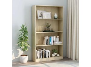 8719883815251 - Bonnevie - BücherregalStandregal 4 Fächer Sonoma-Eiche 80x24x142 cm Holzwerkstoff vidaXL