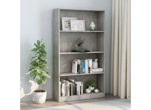 8719883815268 - Bonnevie - BücherregalStandregal 4 Fächer Betongrau 80x24x142 cm Holzwerkstoff vidaXL