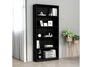 8719883815329 - Bonnevie - BücherregalStandregal 5 Fächer Schwarz 80x24x175 cm Holzwerkstoff vidaXL