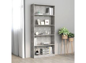 8719883815350 - Bonnevie - BücherregalStandregal 5 Fächer Betongrau 80x24x175 cm Holzwerkstoff vidaXL