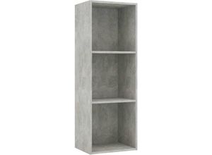 8719883815534 - Bücherregal 3 Fächer Betongrau 40x30x114 cm Holzwerkstoff Vidaxl Grau