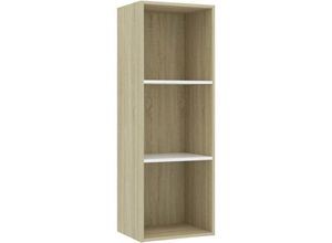 8719883815541 - Bücherregal 3 Fächer Weiß Sonoma-Eiche 40x30x114 Holzwerkstoff vidaXL - Weiß