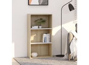 8719883815725 - Bonnevie - Bücherregal 3 Fächer Weiß Sonoma-Eiche 60x30x114 cm vidaXL338866