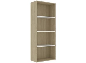 8719883815817 - Bücherregal 4 Fächer Weiß Sonoma-Eiche 60x30x1515Holzwerkstoff Vidaxl Mehrfarbig 8719883815817 - Bücherregal 4 Fächer Weiß Sonoma-Eiche 60x30x1515Holzwerkstoff Vidaxl Mehrfarbig