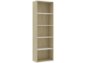 8719883815909 - Vidaxl - Bücherregal 5 Fächer Weiß Sonoma-Eiche 60x30x189 Holzwerkstoff 228067 8719883815909 - Vidaxl - Bücherregal 5 Fächer Weiß Sonoma-Eiche 60x30x189 Holzwerkstoff 228067