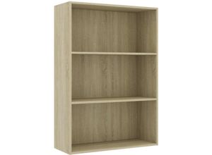 8719883816067 - Bücherregal 3 Fächer Sonoma-Eiche 80x30x114 cm Holzwerkstoff Vidaxl Braun