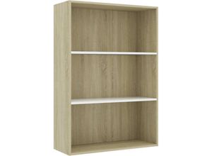 8719883816081 - Bücherregal 3 Fächer Weiß Sonoma-Eiche 80x30x114 Holzwerkstoff vidaXL - Mehrfarbig