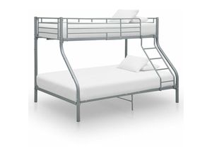 8719883825380 - EtagenBettgestellSchlafzimmerbett Grau Metall 140x200 cm 90x200 cm vidaXL