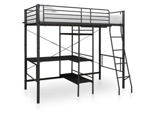 8719883825410 - Vidaxl - Etagenbett mit Tischrahmen Schwarz Metall 90x200 cm Schwarz