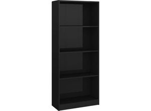 8719883869278 - Bücherregal 4 Fächer Hochglanz-Schwarz 60x24x142 Holzwerkstoff Vidaxl