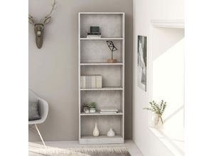 8719883869339 - Bonnevie - BücherregalStandregal 5 Fächer Betongrau 60x24x175 cm Holzwerkstoff vidaXL