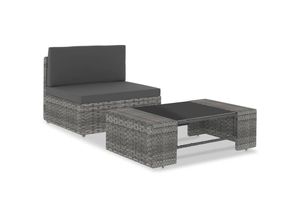 8719883871882 - Bonnevie - 2-tlg Garten-Lounge-SetGartenmöbel-Set Poly Rattan Grau vidaXL