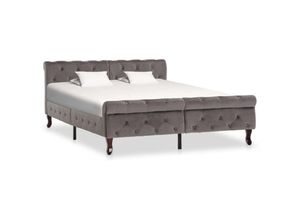 8719883877860 - Bonnevie - BettgestellSchlafzimmerbett Grau Samt 140 x 200 cm vidaXL