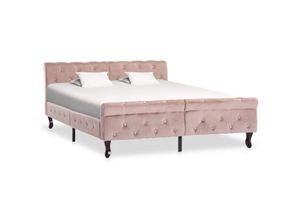 8719883877938 - Bonnevie - BettgestellSchlafzimmerbett Rosa Samt 140x200 cm vidaXL