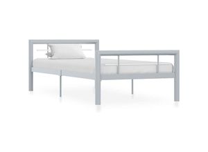 8719883888866 - Bonnevie - BettgestellSchlafzimmerbett Grau und Weiß Metall 90×200 cm vidaXL