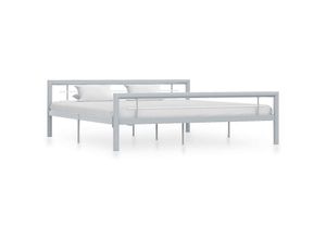 8719883888910 - Bonnevie - BettgestellSchlafzimmerbett Grau und Weiß Metall 180 × 200 cm vidaXL