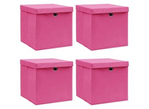 8719883891156 - Bonnevie - 4 Stk AufbewahrungsboxenWerkzeugaufbewahrung mit Deckeln Rosa 32x32x32 cm Stoff vidaXL