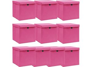 8719883891170 - Bonnevie - 10 Stk AufbewahrungsboxenWerkzeugaufbewahrung mit Deckeln Rosa 32x32x32 cm Stoff vidaXL